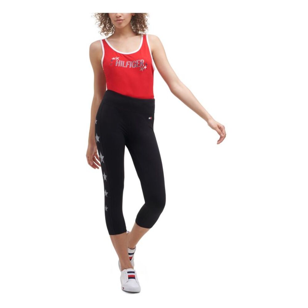 TOMMY HILFIGER SPORT Womens Black Active Wear High Waist Leggings S